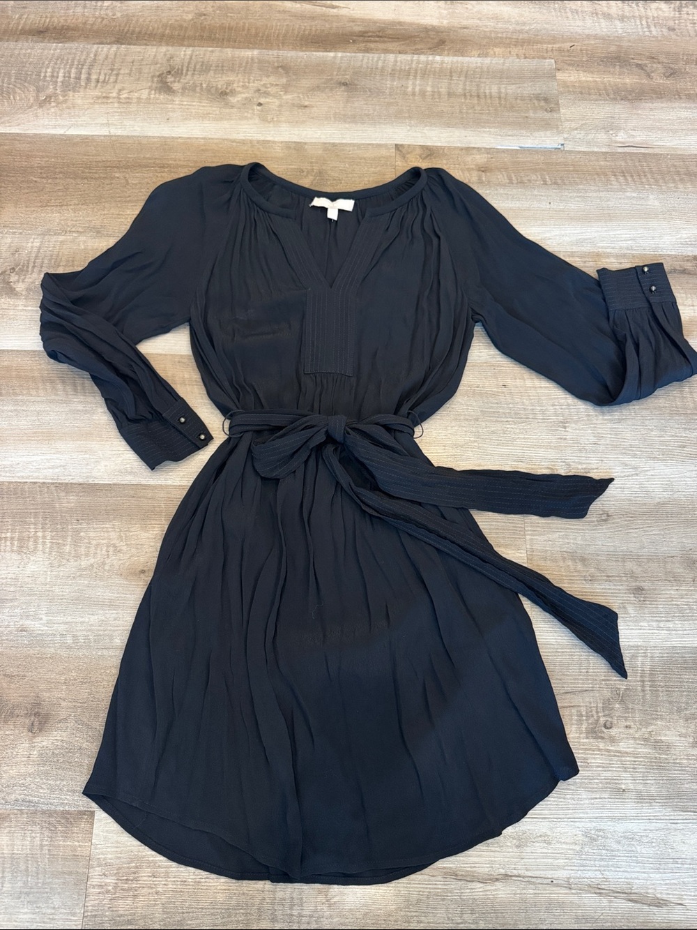 Banana Republic Chiffon Shirt Dress Pleated Detail Bibbing with Dangle Buttons